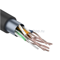 F/UTP кат.5е 4х2х24AWG(0,50мм) 305м CCA (омедненка) PE OUTDOOR solid черный кабель  (01-0146-3) PROCONNECT