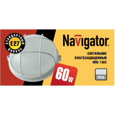 Светильник Navigator NBL-R2-60-E27 белый круглый с решеткой 94 803